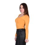 Platinum Μπλούζα Ώχρα Γυναικεία Top Στενή Ελαστική Νεανική Casual All Day - IT-6174-YE - Image 2