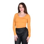 Platinum Μπλούζα Ώχρα Γυναικεία Top Στενή Ελαστική Νεανική Casual All Day - IT-6174-YE
