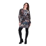 Platinum Φόρεμα Μαύρο Με Εμπριμέ Γυναικείο Κοντό Μεσάτο All Day Free Size - IT-66-GU-B