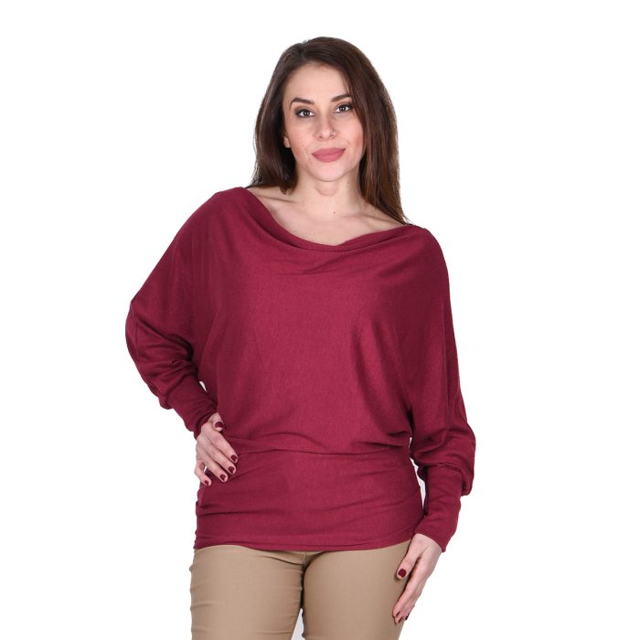 Platinum Μπλούζα Μπορντό Γυναικεία Με Μανίκι Νυχτερίδα All Day Free Size - IT-8140-2-R