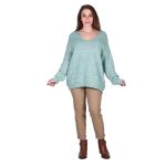 Platinum Πουλόβερ Μέντα Μελανζέ Γυναικείο Μακρύ Με Ντεκολτέ Casual All Day Free Size - IT- 8816 - Image 2