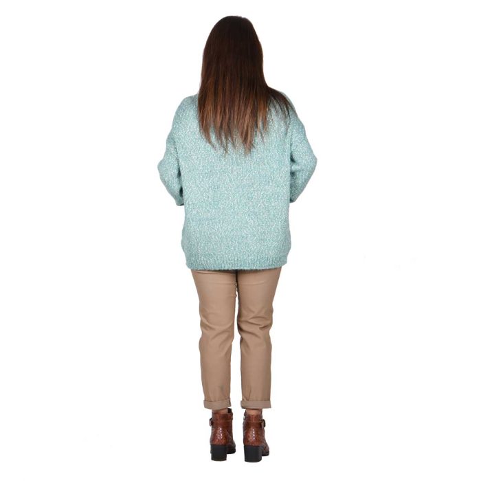 Platinum Πουλόβερ Μέντα Μελανζέ Γυναικείο Μακρύ Με Ντεκολτέ Casual All Day Free Size - IT- 8816 - Image 4