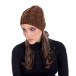 Platinum Σκούφος Καφέ Γυναικείος Πλεκτός Με Σχέδιο Kοτσίδες Free Size -PA-0902019 - Image 2