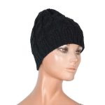 Platinum Σκούφος Μαύρος Γυναικείος Πλεκτός Με Σχέδιο Kοτσίδες Free Size - PA-0902019-B - Image 2