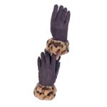 Platinum Γάντια Καφέ Γυναικεία Με Γούνα Οικολογική Animal Print All Day Free Size - PA-20036