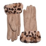 Platinum Γάντια Μπεζ Γυναικεία Με Γούνα Οικολογική Animal Print All Day Free Size - PA-20036-BZ
