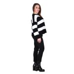 Platinum Πουλόβερ Μαύρο Με Ριγέ Λευκό Γυναικείο Νεανικό Casual Free Size -TK- 7094-B - Image 2