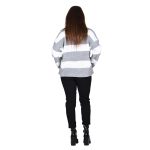 Platinum Πουλόβερ Γκρι Με Ριγέ Λευκό Γυναικείο Νεανικό Casual All Day Free Size -TK- 7094-G - Image 3