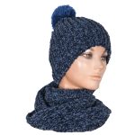 Platinum Σκούφος Σετ Με Λαιμό Μπλε Γυναικείο Βελουτέ Free Size - ama-731-05 - Image 2