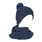 Platinum Σκούφος Σετ Με Λαιμό Μπλε Γυναικείο Βελουτέ Free Size - ama-731-05