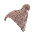 Platinum Σκούφος Μπεζ Γυναικείος Πλεκτός Με Φούντα ''Kοτσίδες'' Free Size - ama-731-07-BZ