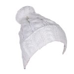 Platinum Σκούφος Λευκός Γυναικείος Πλεκτός Με Φούντα ''Kοτσίδες'' Free Size - ama-731-07-W