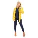 Fairyland Ζακέτα Μουσταρδί Με Σχέδιο Γυναικεία Πλεκτή Ασύμμετρη All Day Free Size - fm-4390-M