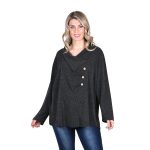 Gomore Μπλούζα Ανθρακί Γυναικεία Με Ξεχειλωτό Γιακά Μακρυμάνικη All Day XXL- 14951