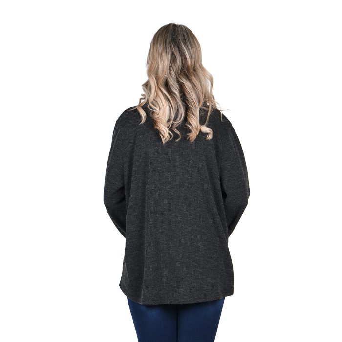 Gomore Μπλούζα Ανθρακί Γυναικεία Με Ξεχειλωτό Γιακά Μακρυμάνικη All Day XXL- 14951 - Image 3