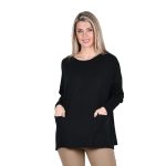 Platinum Μπλούζα Μαύρη Γυναικεία Πλεκτή Με Τσέπες Αll Day Free Size -20205-BC