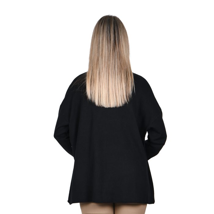 Platinum Μπλούζα Μαύρη Γυναικεία Πλεκτή Με Τσέπες Αll Day Free Size -20205-BC - Image 3