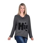 Gomore Μπλούζα Γκρι Με Μπουκλέ Σχέδιο Γυναικεία Με Ξεχειλωτό Γιακά All Day - 24955-B - Image 3