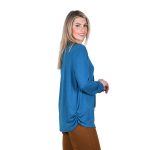 Gomore Μπλούζα Μπλε Ρουά Γυναικεία Μακρυμάνικη Με Γραβάτα Κλασική All Day - GM-4145-BL - Image 2