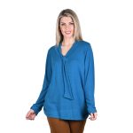 Gomore Μπλούζα Μπλε Ρουά Γυναικεία Μακρυμάνικη Με Γραβάτα Κλασική All Day - GM-4145-BL