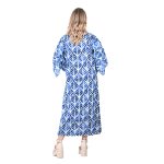 Platinum Καφτάνι - Φόρεμα Μπλε Με Λευκό Boho Σχέδια Γυναικείο Μακρύ Ντεκολτέ Free Size - 42314-W - Image 2