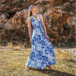 Platinum Ολόσωμη Φόρμα Μπλε Floral Γυναικεία Καλοκαιρινή Τιραντέ Εξώπλατη - BAN-42386