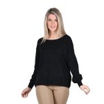 Platinum Μπλούζα Μαύρη Γυναικεία Με Χαμόγελο Νεανική Κλασική All Day - 50071-BC