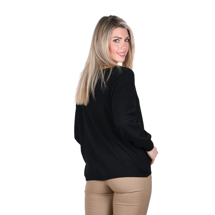 Platinum Μπλούζα Μαύρη Γυναικεία Με Χαμόγελο Νεανική Κλασική All Day - 50071-BC - Image 3
