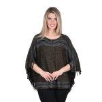 Platinum Poncho Μαύρο Μελανζέ Γυναικείο Με Κρόσσια Free Size - 701-1-B - Image 2