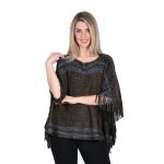 Platinum Poncho Μαύρο Μελανζέ Γυναικείο Με Κρόσσια Free Size - 701-1-B