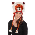 Platinum Σκούφος Πολύχρωμος Με Κοτσίδες Πλεκτός - Fleece ''Λιοντάρι''- ANIMAL HATS-L