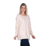 Platinum Μπλούζα Ροζ Nude Γυναικεία Μακρυμάνικη Πλεκτή Με Τσέπες Αll Day -20205-RZ - Image 2