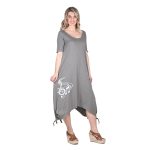 Fairyland Φόρεμα Γκρι Γυναικείο Κοντομάνικο Casual Με Νότες All Day - FM-5852-RG