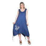 Fairyland Φόρεμα Μπλε Γυναικείο Αμάνικο Casual Με Νότες All Day - FM-6000-BL