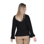 Gomore Μπλούζα Μαύρη Γυναικεία Kρουαζέ Μακρυμάνικη Με Βολάν Σχέδιo Free Size - GM-22281-B - Image 3