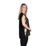 Gomore Μπλούζα Μαύρη Με Χρυσό Γυναικεία Πλεκτή Αμάνικη All Day Free Size - GM-33168 - Image 2