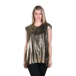 Gomore Μπλούζα Μαύρη Με Χρυσό Γυναικεία Πλεκτή Αμάνικη All Day Free Size - GM-33168