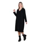 Gomore Φόρεμα Μαύρο Γυναικείο Με Γιακά Μidi Καθημερινό Σε Ίσια Γραμμή - GM-34748-BC