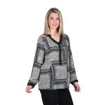 Gomore Μπλούζα Μαύρη Με Γκρι Λαχούρια Γυναικεία Μακρυμάνικη All Day Free Size - GM-732 - Image 2