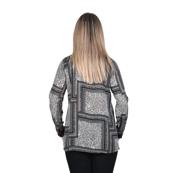 Gomore Μπλούζα Μαύρη Με Γκρι Λαχούρια Γυναικεία Μακρυμάνικη All Day Free Size - GM-732 - Image 3