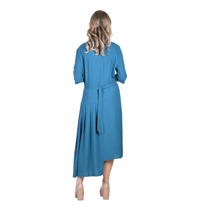Platinum Φόρεμα Γαλάζιο Γυναικείο Midi Ασύμμετρο Με Τρουακαρ All Day - IT-1017-BL - Image 3