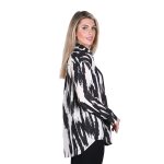 Platinum Πουκάμισο Ασπρόμαυρο Γυναικείο Mακρυμάνικο Μακρύ Boho All Day Free Size - IT-127-KC -W - Image 2