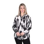 Platinum Πουκάμισο Ασπρόμαυρο Γυναικείο Mακρυμάνικο Μακρύ Boho All Day Free Size - IT-127-KC -W