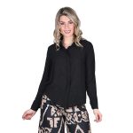 Platinum Πουκάμισο Μαύρο Γυναικείο Mακρυμάνικο Casual All Day - IT-130-BC