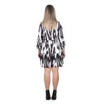 Platinum Φόρεμα Ασπρόμαυρο Γυναικείο Boho Κοντό Ampir Σε Άλφα Γραμμή All Day Free Size - IT-130-KC-B - Image 3