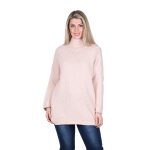 Platinum Πουλόβερ Ροζ Nude Γυναικείο Φαρδύ Με Μακρύ Λαιμό Νεανικό Casual All Day - IT-148-RK