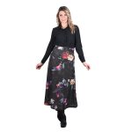Platinum Φούστα Μαύρη Γυναικεία Με Πολύχρωμα Floral Μακριά Girly All Day Free Size - IT-164-GU