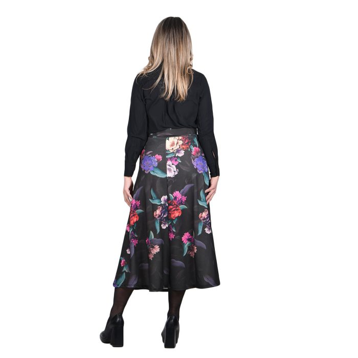 Platinum Φούστα Μαύρη Γυναικεία Με Πολύχρωμα Floral Μακριά Girly All Day Free Size - IT-164-GU - Image 5