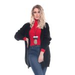 Platinum Ζακέτα Μαύρη Γυναικεία Μακριά Πλεκτή Κοτσίδες Free Size - IT-2108-Β