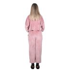 Platinum Σετ Παντελόνι - Φόρμα Με Μπλούζα Κουκούλα Ροζ Γυναικείο Βελούδο Casual - IT-2186-PNK - Image 3